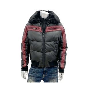 SEANJOHN Mens Black Quilted, Color Block Bomber Coat 2XL